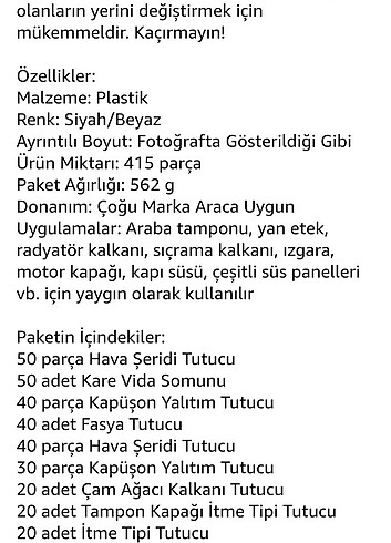 415 parça Araç Klips, Vida, Somun, Tutucu - Görsel 9