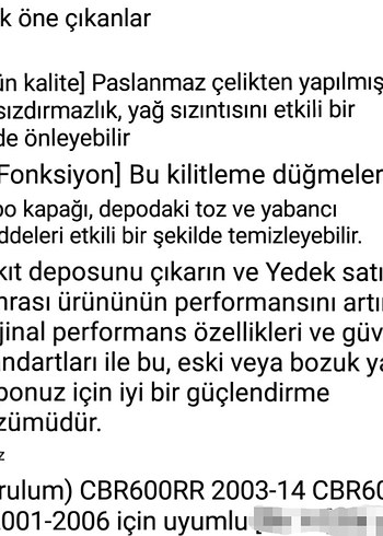 Honda Motosiklet Yakıt Deposu Kapağı Anahtarlı - Görsel 9