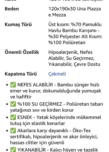 Bambu Malzeme Su Geçirmez Yatak Koruyucu 120x190x30= 1.5 Kişilik - Görsel 11