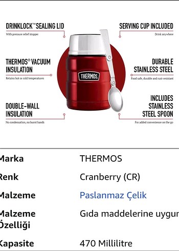 Thermos SK3000Paslanmaz Çelik Yemek Termosu 0.47L sıfır/faturalı - Görsel 7