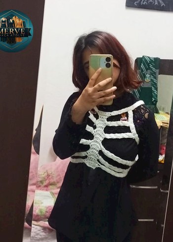 İskelet Ribcage Tığ İşi Bralette/Harness