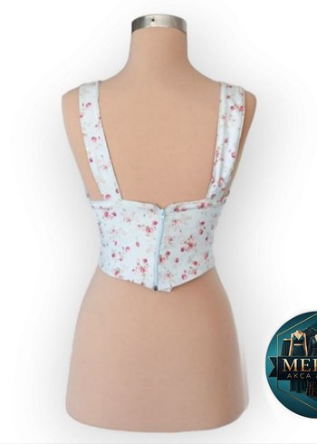 Diğer Kurdele Detaylı Çiçekli Bebe Mavisi Büstiyer