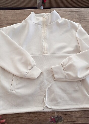 m Beden Beli İpli Fermuar Detaylı Sweatshirt