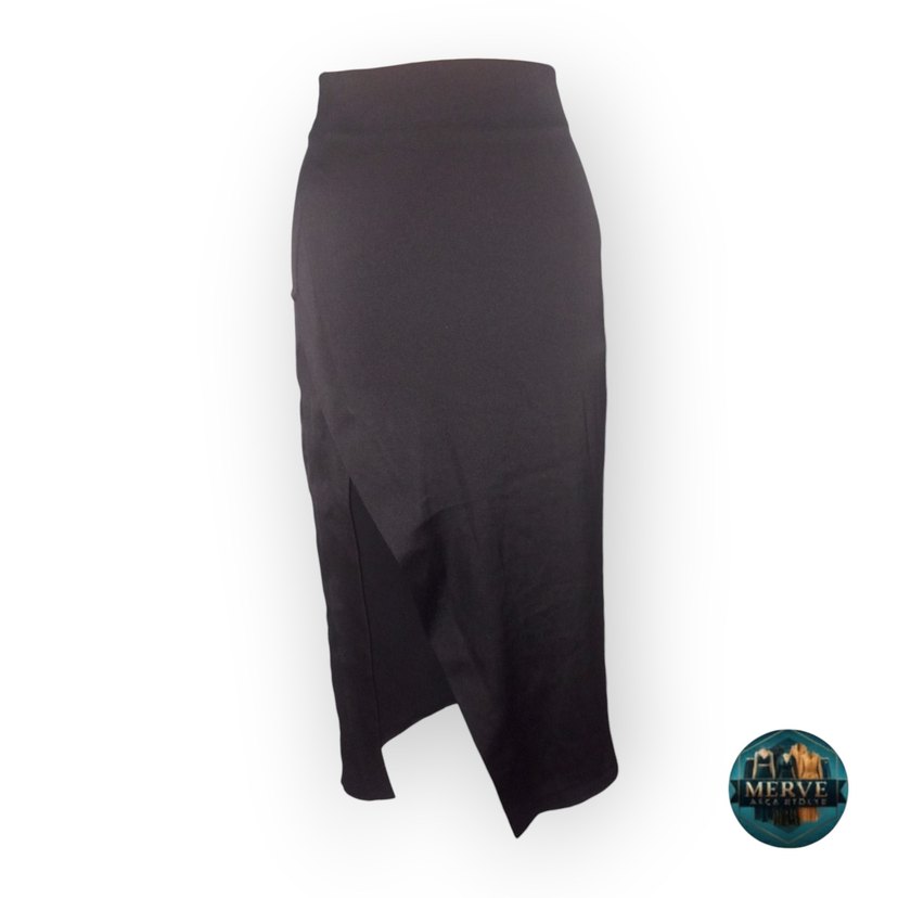 Uzun Siyah  Kadın Midi Etek - Görsel 2
