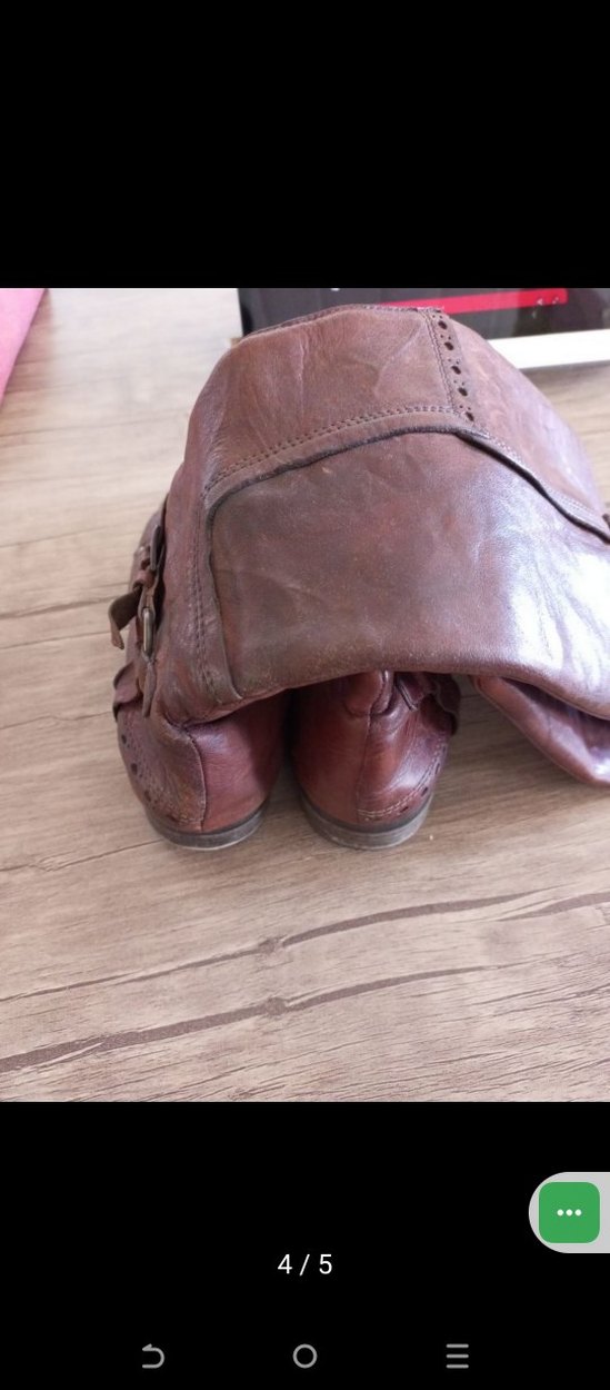 Vintage Kahverengi Tokalı Kadın Deri Biker Çizme - Görsel 4