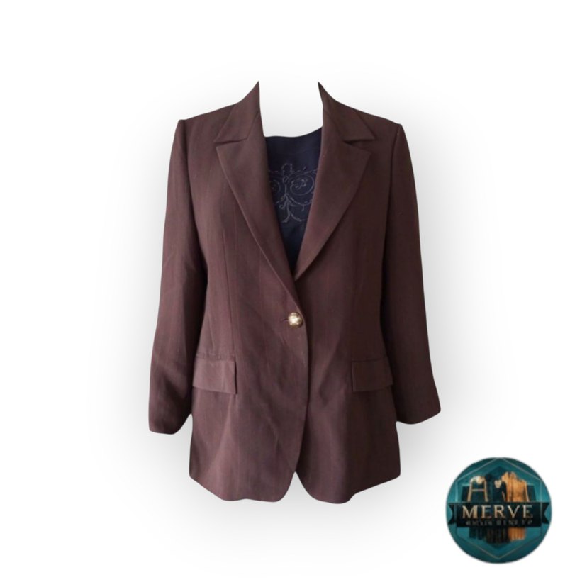 Kahverengi Kadın Ofis Blazeri - Görsel 2