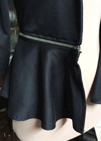 Siyah Kemerli Kısa Kadın Blazer Ceket - Görsel 5