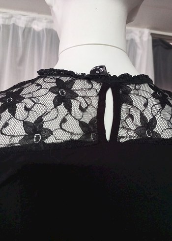 Siyah Dantel Detaylı Straplez Kadın Bluz - Görsel 10