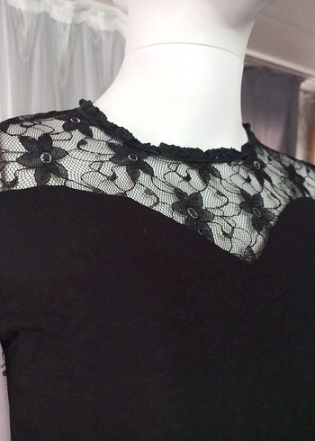 Siyah Dantel Detaylı Straplez Kadın Bluz - Görsel 4