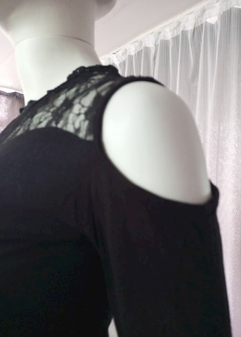 Siyah Dantel Detaylı Straplez Kadın Bluz - Görsel 6