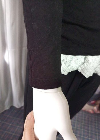 Siyah Dantel Detaylı Straplez Kadın Bluz - Görsel 9