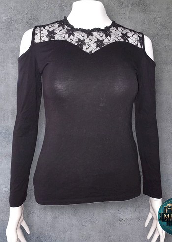 Siyah Dantel Detaylı Straplez Kadın Bluz - Görsel 2