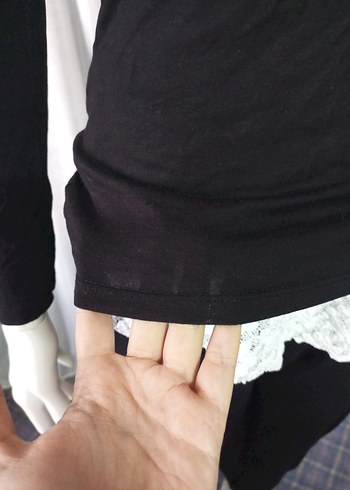 Siyah Dantel Detaylı Straplez Kadın Bluz - Görsel 8