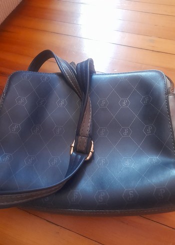 Silver Polo Tokalı Mavi Deri Kadın Çanta