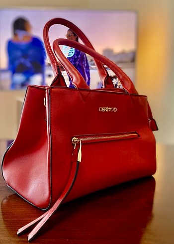 Kırmızı Deri Fermuarlı Kadın Çanta - Görsel 3