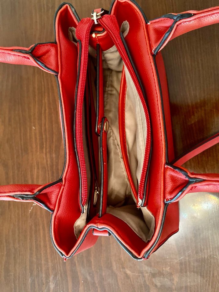 Kırmızı Deri Fermuarlı Kadın Çanta - Görsel 4