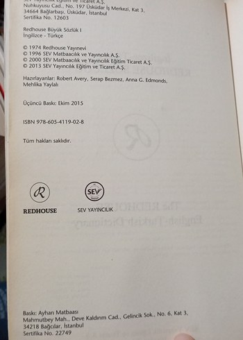 Redhouse İngilizce-Türkçe Büyük Sözlük - Görsel 2