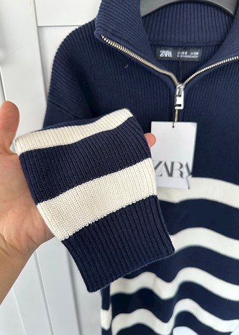 Fermuarlı Yüksek Yakalı Çizgili Erkek çocuk Kazak - Görsel 2