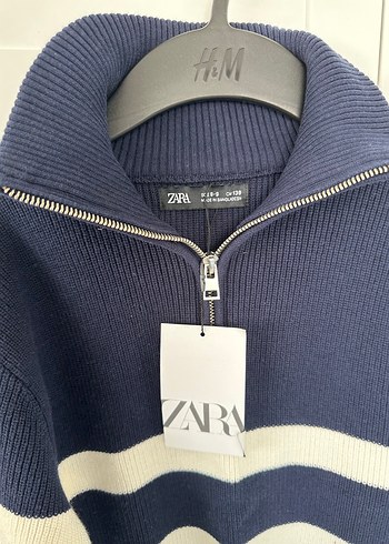 Fermuarlı Yüksek Yakalı Çizgili Erkek çocuk Kazak - Görsel 3