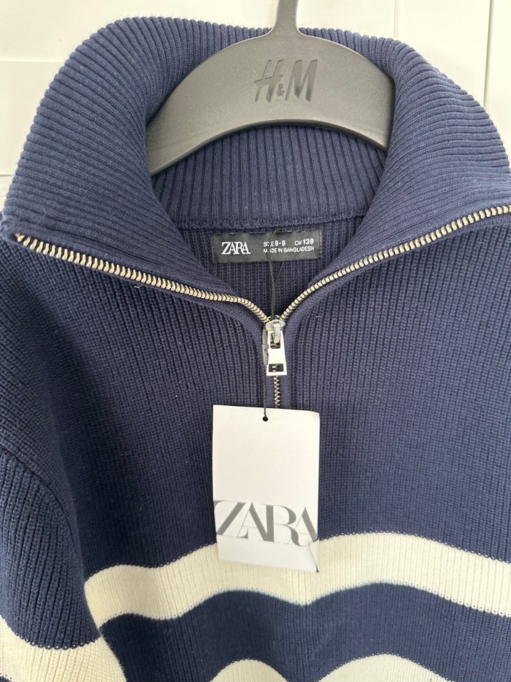 Fermuarlı Yüksek Yakalı Çizgili Erkek çocuk Kazak - Görsel 3