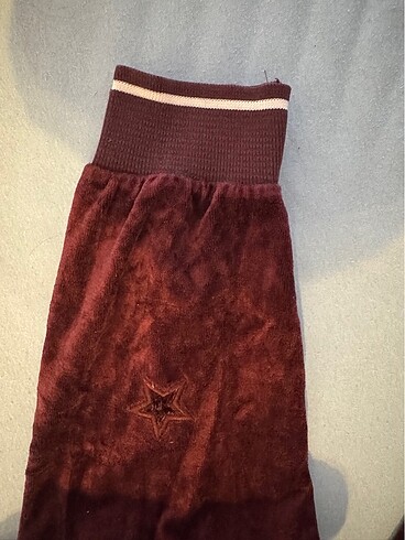 s Beden bordo Renk Kadife Yıldız Desenli Bordo Sweatshirt