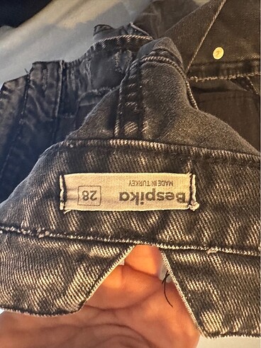 s Beden gri Renk Yüksek Bel Vintage Görünümlü Kot Pantolon