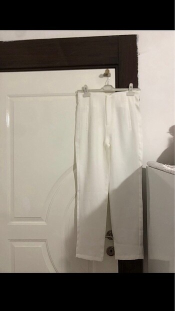 Beyaz kumaş pantolon - Görsel 2