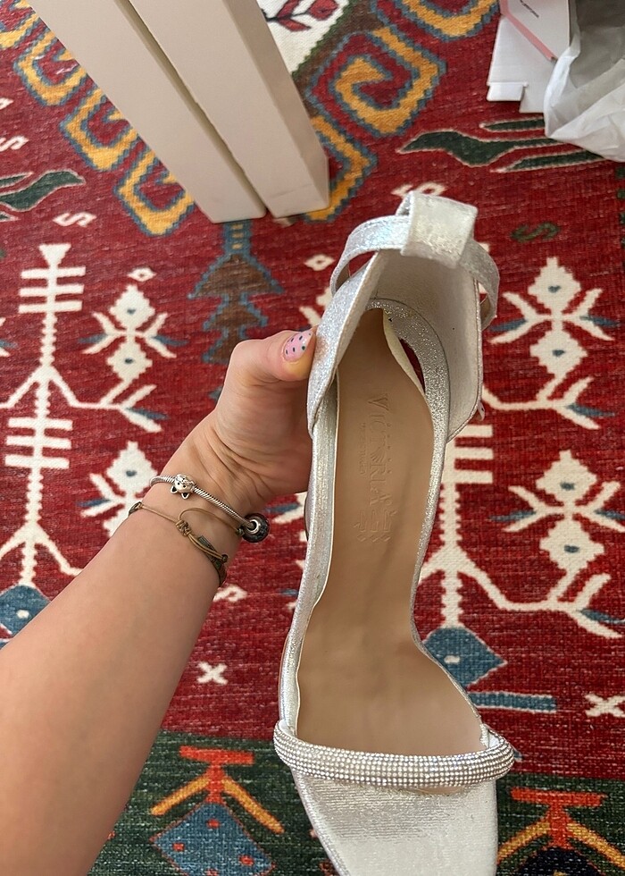 Gümüş Abiye Topuklu Ayakkabı - Görsel 2