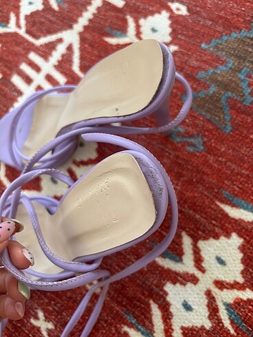 Lila Bağcıklı Topuklu Ayakkabı - Görsel 5