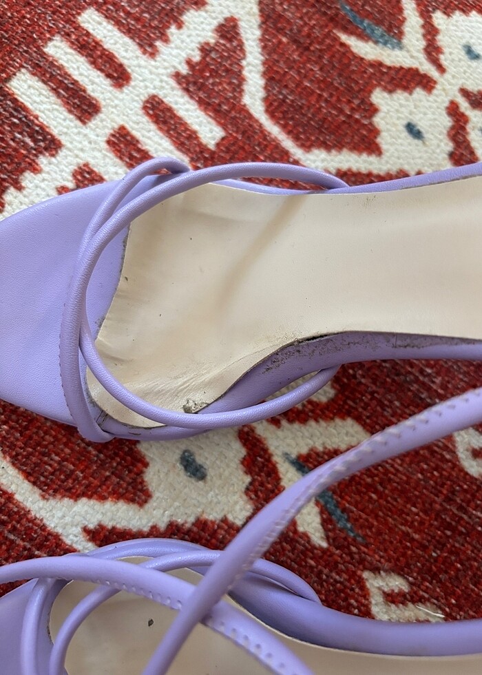 Lila Bağcıklı Topuklu Ayakkabı - Görsel 2