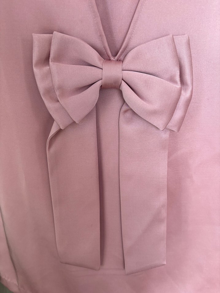 Fiyonklu Pembe Saten Sırtı Açık Kolsuz Elbise - Görsel 3