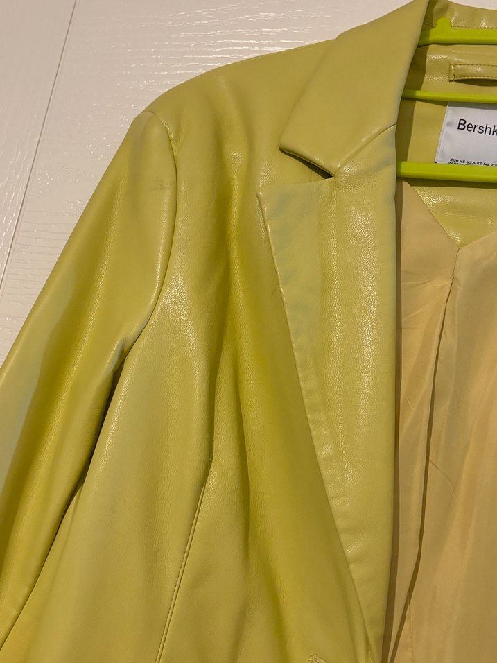 Sarı Deri Düğmeli Bershka Blazer Ceket - Görsel 5