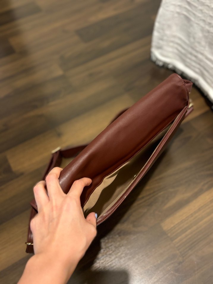 Bordo Deri (suni deri) bilgisayar çantası - Görsel 4