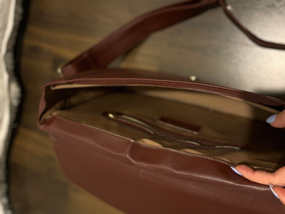 Bordo Deri (suni deri) bilgisayar çantası - Görsel 2