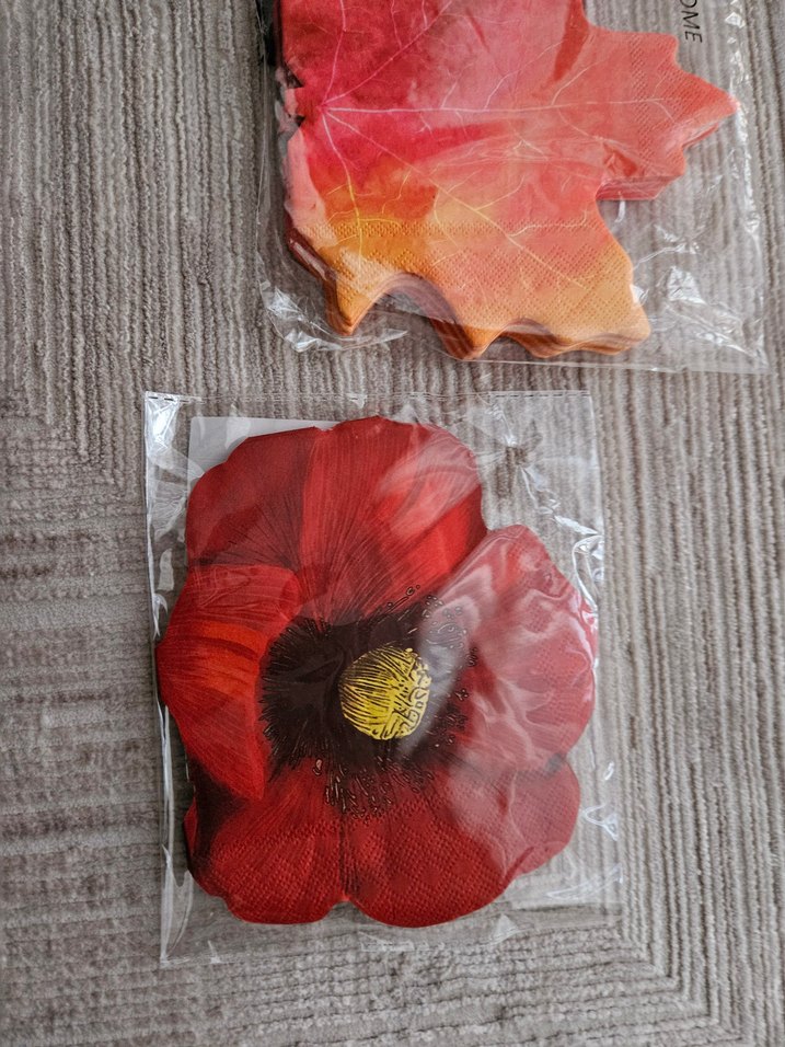 Bohem Tarzda Renkli Yaprak ve Kırmızı Çiçek peçete - Görsel 3