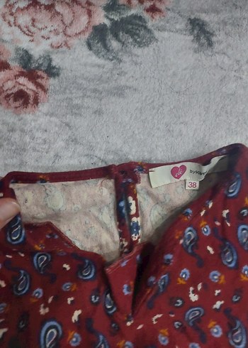 Uzun Kollu Bordo Bohem Desenli Elbise - Görsel 2