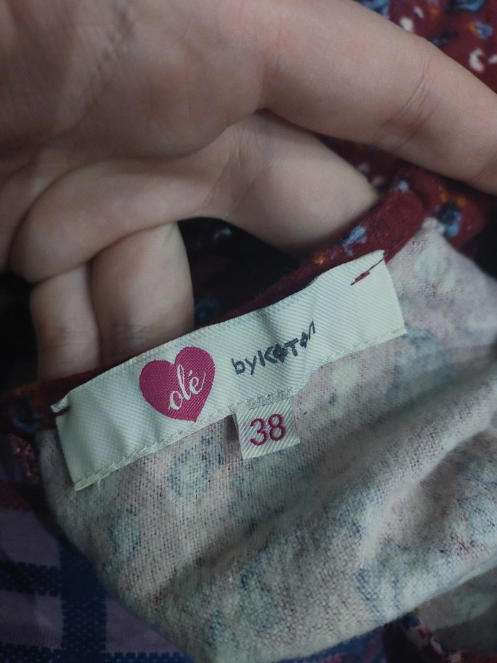 Uzun Kollu Bordo Bohem Desenli Elbise - Görsel 4