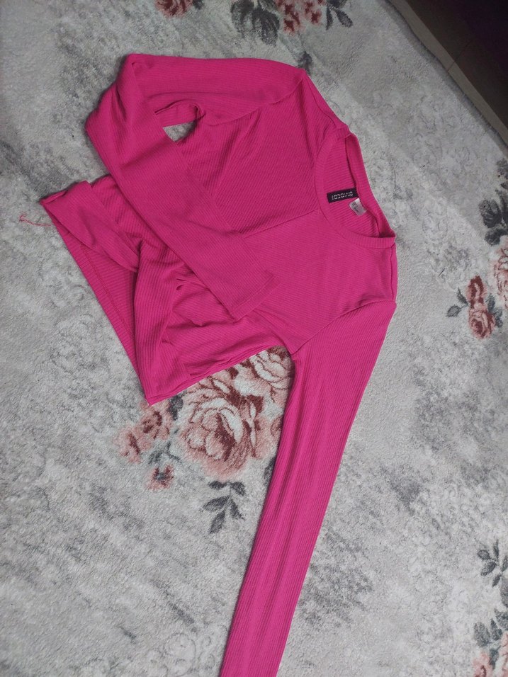 Pembe Uzun Kollu Triko Kazak - Görsel 3