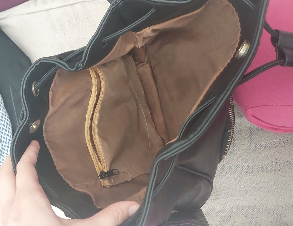 Siyah Deri Fermuarlı Kadın Omuz Çantası - Görsel 3