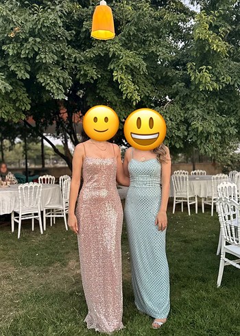 Işıltılı Askılı Midi Abiye Elbise