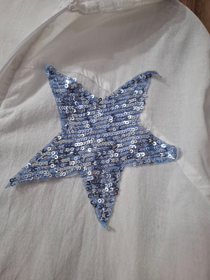 Nakışlı Kapüşonlu Beyaz Keten Ceket - Görsel 2