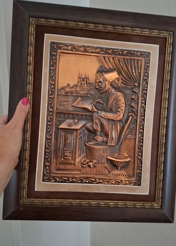 Bakır görünümlü kabartma arzuhalci tablo 46×38 - Görsel 7