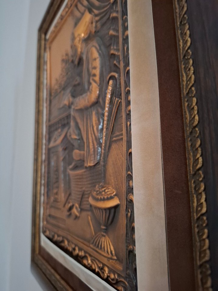 Bakır görünümlü kabartma arzuhalci tablo 46×38 - Görsel 3