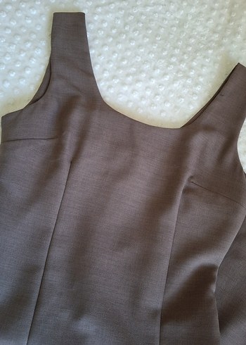 Kadın Bej Kolsuz Midi Kalem Elbise - Görsel 9