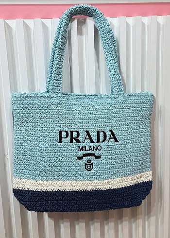 Prada El örgüsü plaj çantası