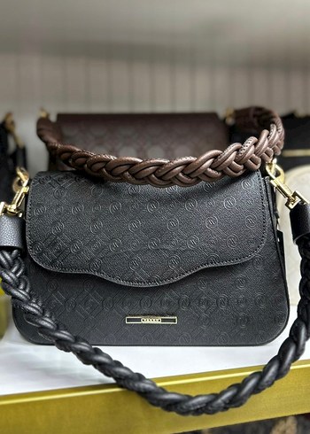 Kahverengi Yılan Desenli Zincir Detaylı Deri Çanta - Görsel 3