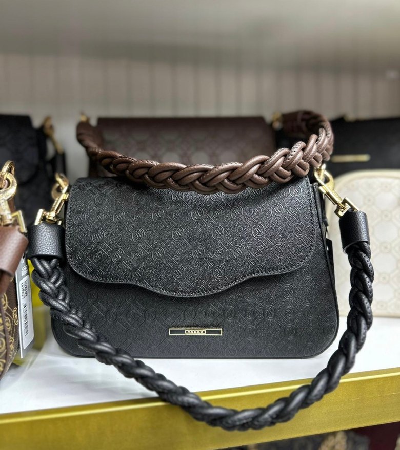 Kahverengi Yılan Desenli Zincir Detaylı Deri Çanta - Görsel 3