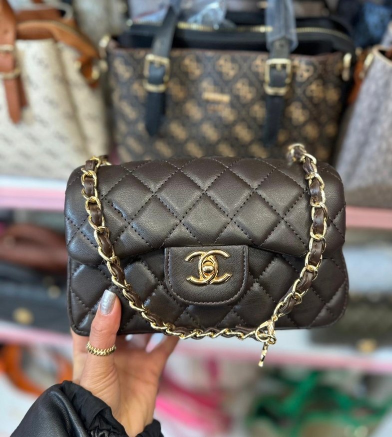 Zincir Detaylı Beyaz Deri Kadın Çanta - Görsel 5