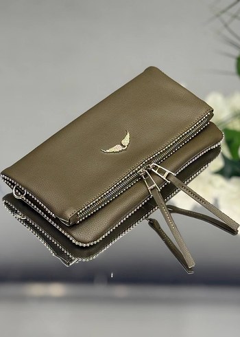 Bej Deri Nakışlı Fermuarlı Kadın Çapraz Çanta - Görsel 10