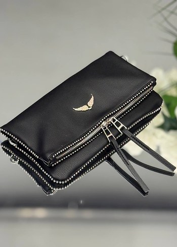 Bej Deri Nakışlı Fermuarlı Kadın Çapraz Çanta - Görsel 4